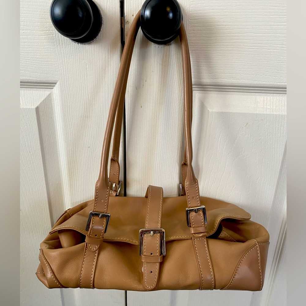 Desmo Made in Italy Tan Leather Doctor’s Bag Hand Strap Purse Satchel